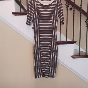 Bailey 44 Monochrome Striped 3/4 Sleeve Dress